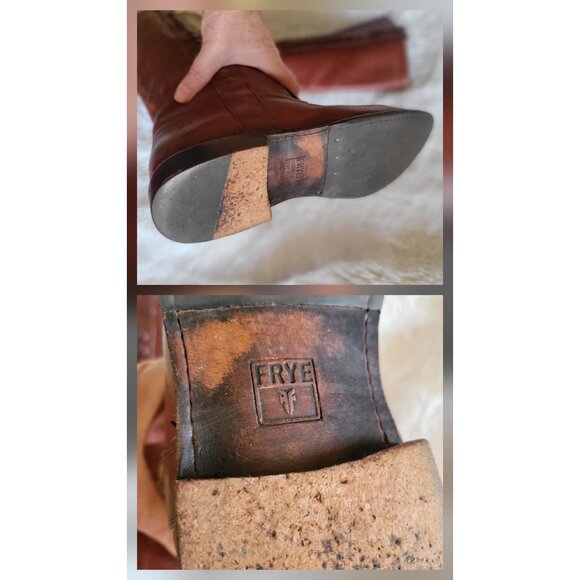Frye Boots Paige Stud Cognac Leather Riding 7.5B 76121 Tall Pull-on Women - Picture 12 of 12